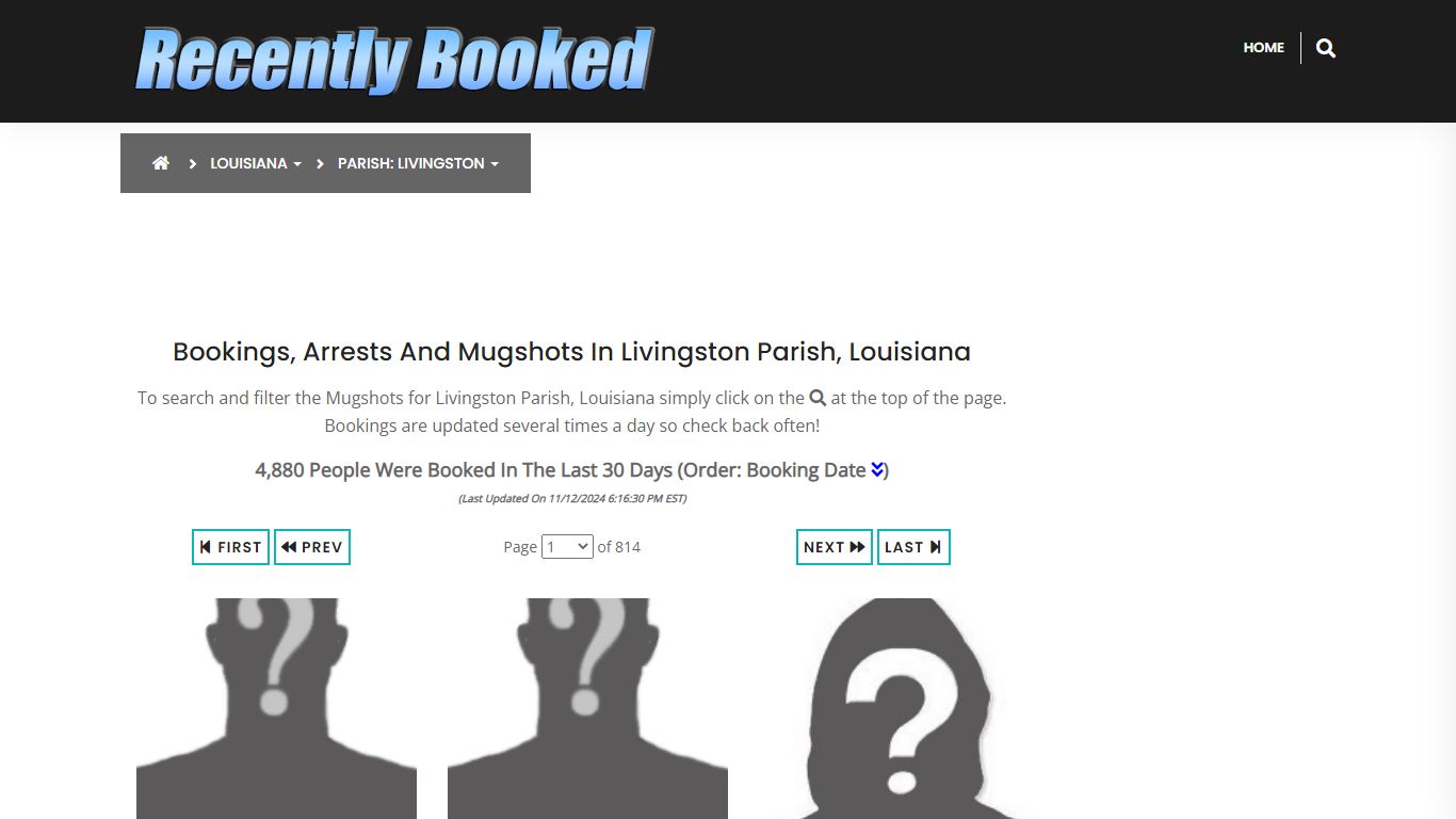 Bookings, Arrests and Mugshots in Livingston Parish, Louisiana