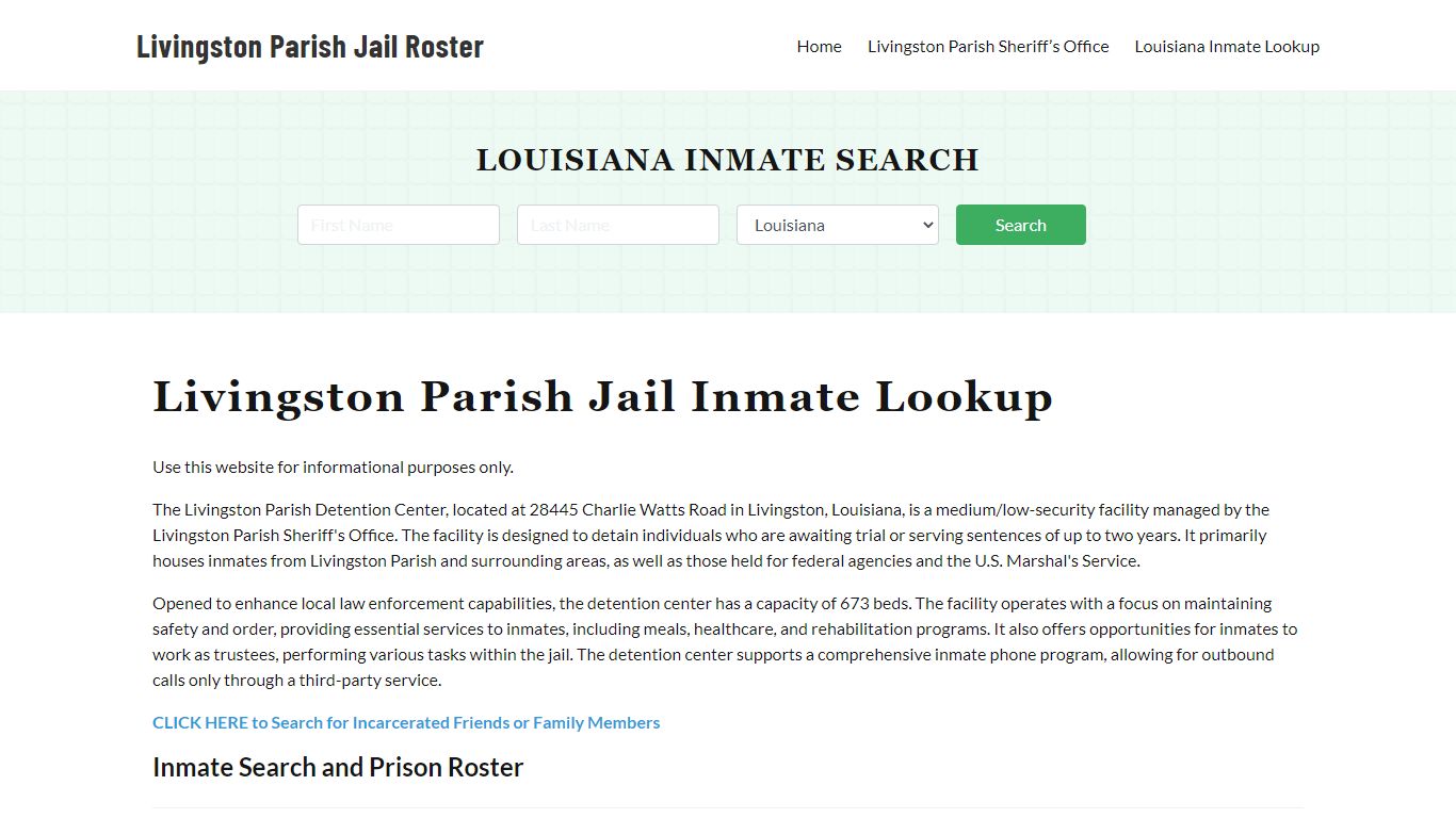 Livingston Parish Jail Roster Lookup, LA, Inmate Search