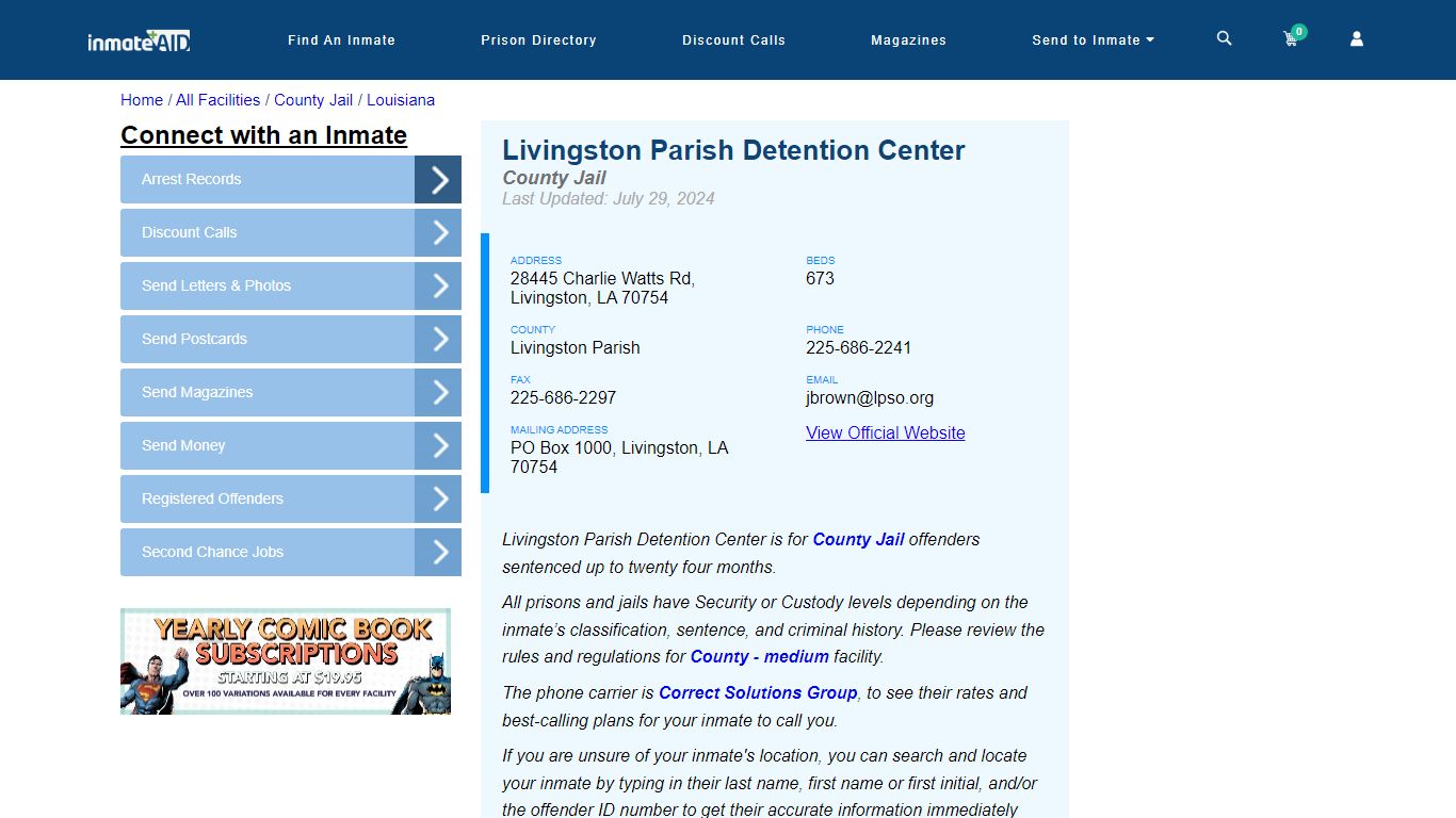 Livingston Parish Detention Center - Inmate Locator