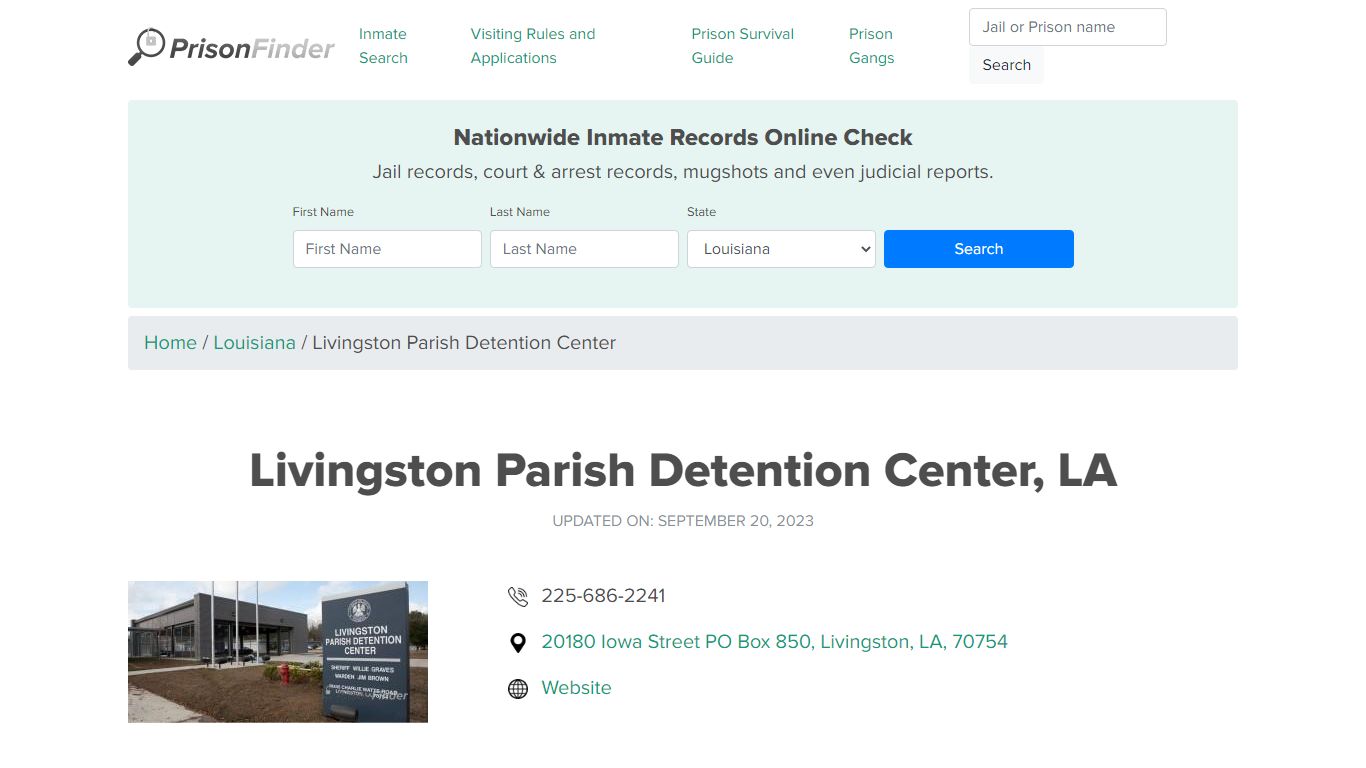 Livingston Parish Detention Center, LA Inmate Search, Mugshots ...